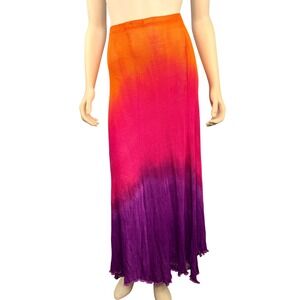 Chrysalis Maxi Skirt Womens XL Orange Pink Purple Ombre Tie Dye Gauze Boho